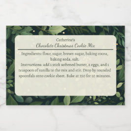 Christmas Cookie Mix Greenery Pattern Personalized Mat Etiketter