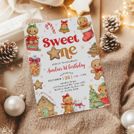 Christmas Cookie Sweet One 1st Birthday Party Inbjudningar