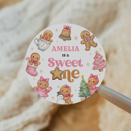 Christmas Cookie Sweet One 1st Birthday Party Runt Klistermärke