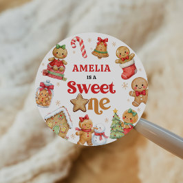 Christmas Cookie Sweet One 1st Birthday Party Runt Klistermärke