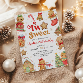Christmas Cookie Two Sweet 2nd Birthday Party Inbjudningar