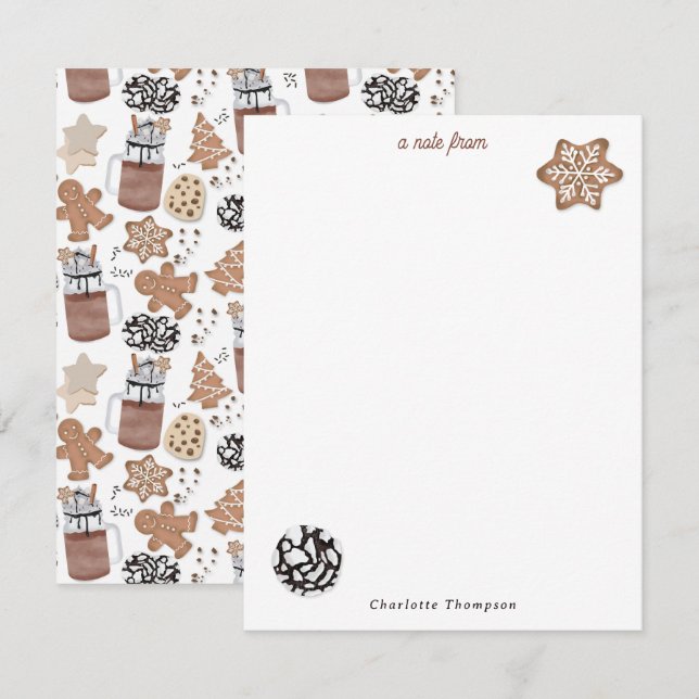 Christmas Cookies and Hot Cocoa Holiday Baking Anteckningskort (Fram/baksida)