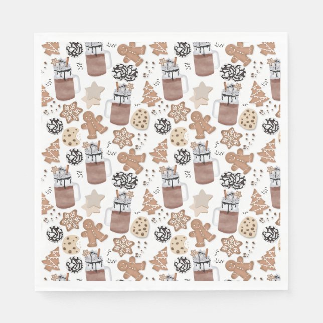 Christmas Cookies and Hot Cocoa Holiday Baking Pappersservett (Framsidan)