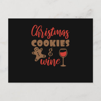Christmas cookies and wine meddelande vykort