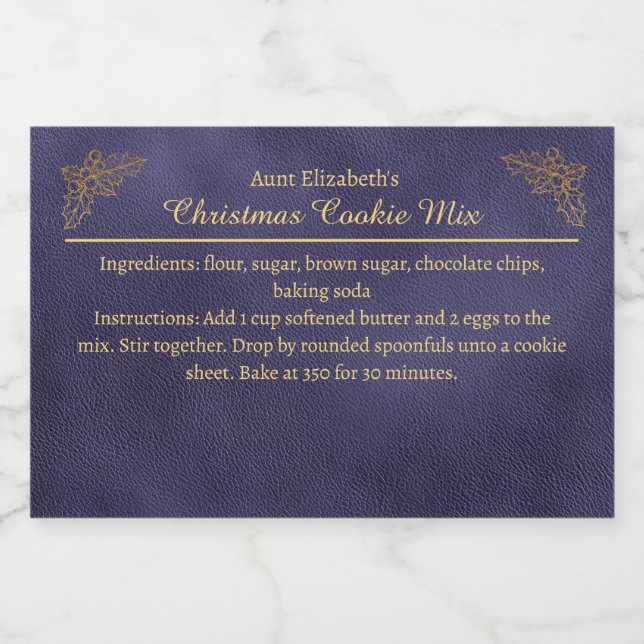 Christmas Cookies Baking Mix Personalized Blue Mat Etiketter (Singel etikett)