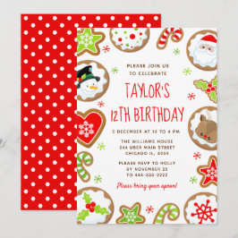Christmas Cookies Birthday Party Red and Green Inbjudningar