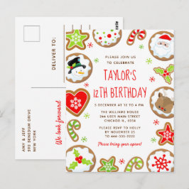 Christmas Cookies Birthday Party Red and Green Vykort