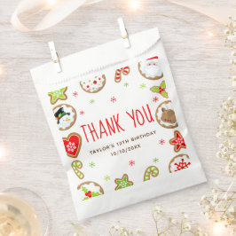 Christmas Cookies Birthday Party Red Thank You