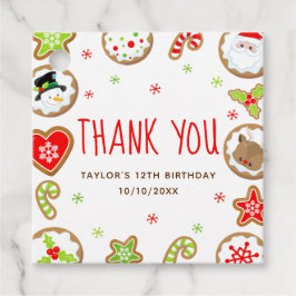 Christmas Cookies Birthday Party Red Thank You Gåvor Etiketter