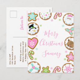 Christmas Cookies Pink and Green Merry Christmas Helg Vykort