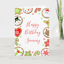 Christmas Cookies Red and Green Happy Birthday Kort