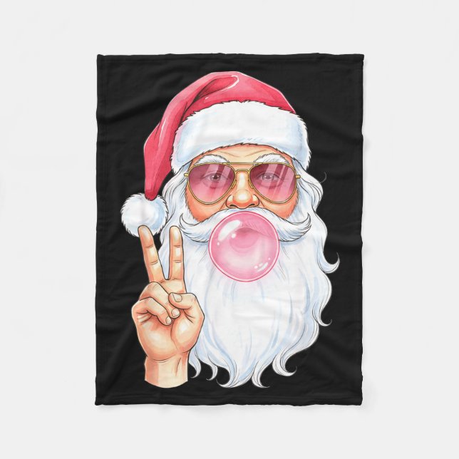 Christmas Cool Santa Bubble Gum Peace Sign Retro S Fleecefilt (Framsidan)