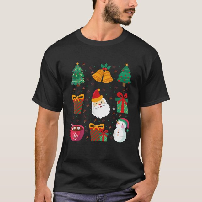 Christmas Coquette Bow Santa Xmas Tree Candy Cane  T Shirt (Framsida)