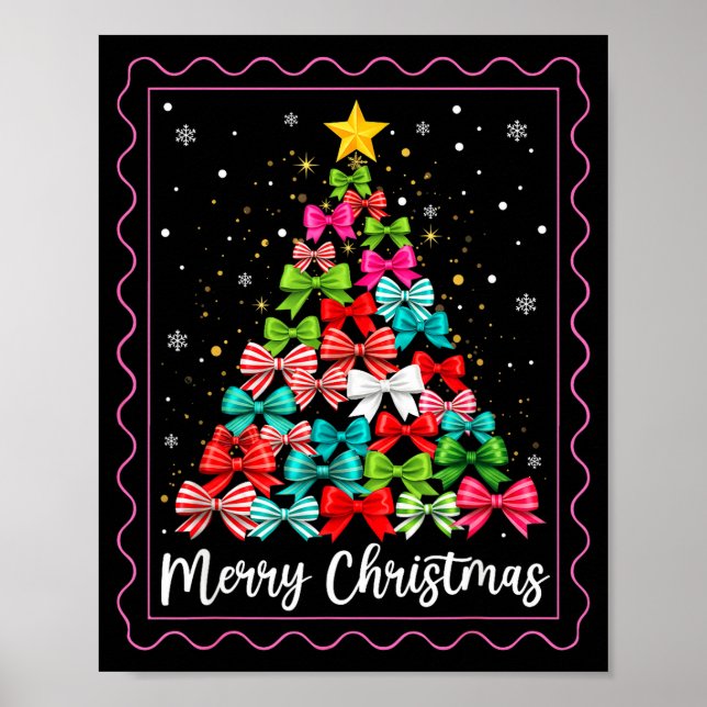 Christmas Coquette Bow Tree Xmas Holiday Girly Out Poster (Framsidan)