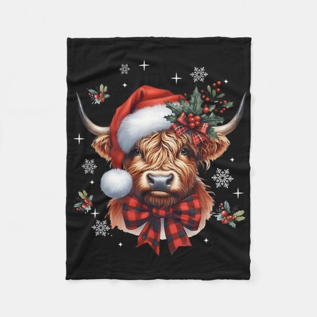 Christmas Coquette Cow Cute Moo Cow Xmas Holiday  Fleecefilt (Framsidan)