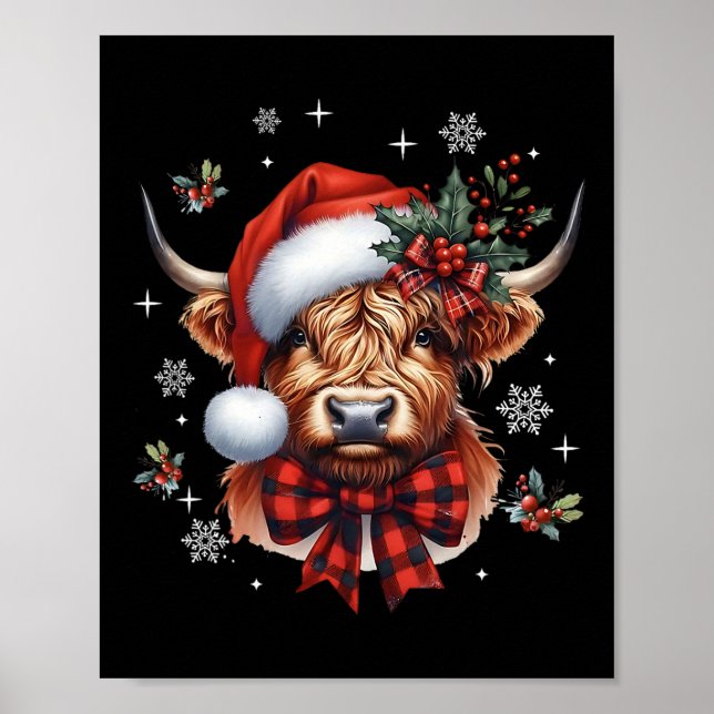 Christmas Coquette Cow Cute Moo Cow Xmas Holiday  Poster (Framsidan)