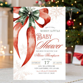 Christmas Coquette Merry Little Baby Shower Inbjudningar