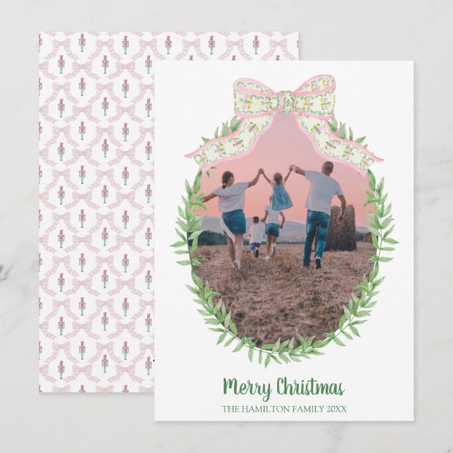 Christmas Coquette Nutcracke Photo Grandmillennial Julkort (Fram/baksida)