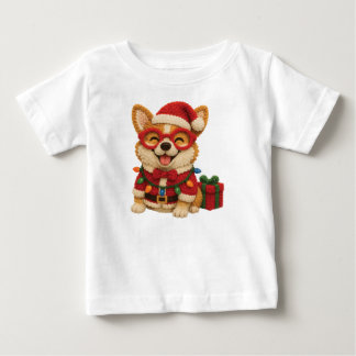 Christmas Corgi Crochet Look T Shirt