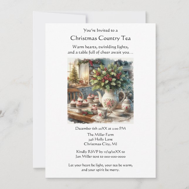 Christmas Country Tea Party  Inbjudningar (Framsida)