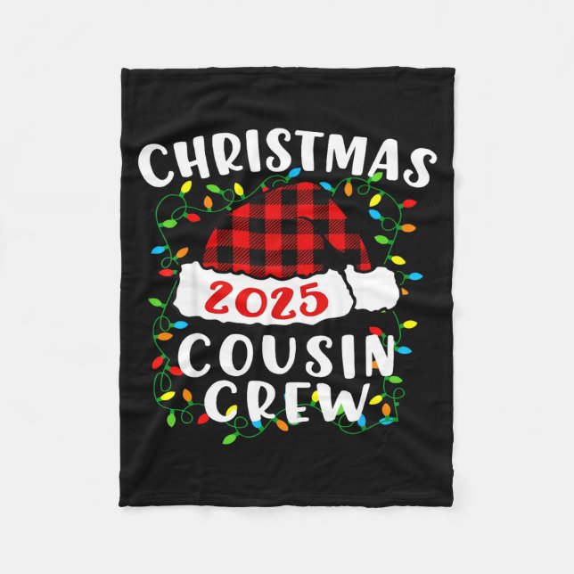 Christmas Cousin Crew 2025 Plaid Santa Hat Xmas Li Fleecefilt (Framsidan)