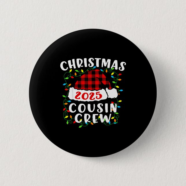 Christmas Cousin Crew 2025 Plaid Santa Hat Xmas Li Knapp (Framsida)