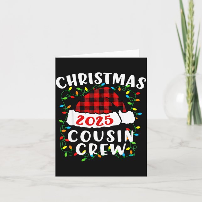 Christmas Cousin Crew 2025 Plaid Santa Hat Xmas Li Kort (Framsida)