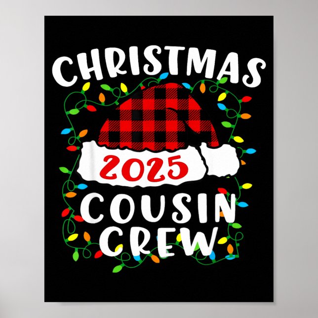 Christmas Cousin Crew 2025 Plaid Santa Hat Xmas Li Poster (Framsidan)