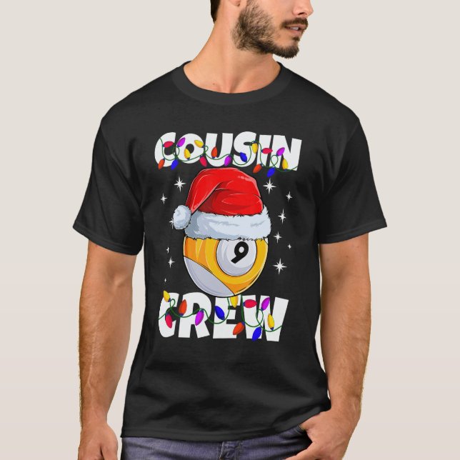 Christmas Cousin Crew 9 Ball Billiard Pajamas Fami T Shirt (Framsida)