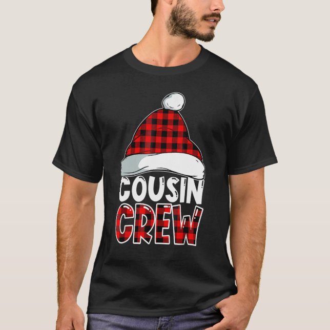 Christmas Cousin Crew Buffalo red Plaid Pajamas Fa T Shirt (Framsida)