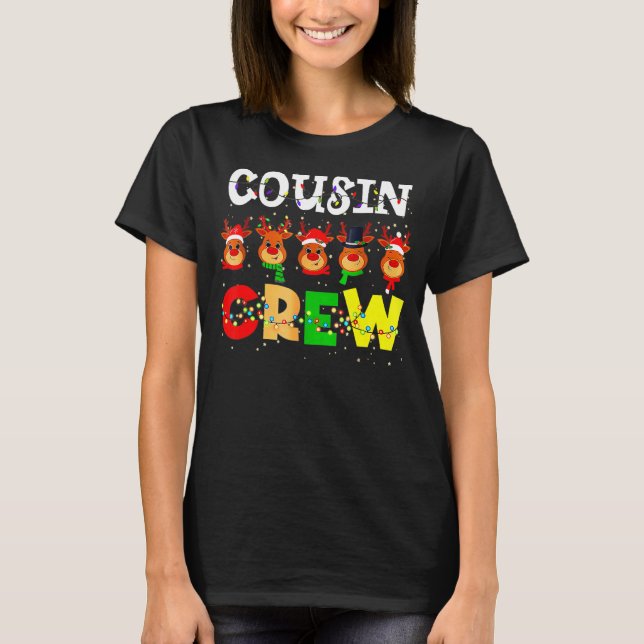 Christmas Cousin Crew  Reindeer Matching Family Pa T Shirt (Framsida)