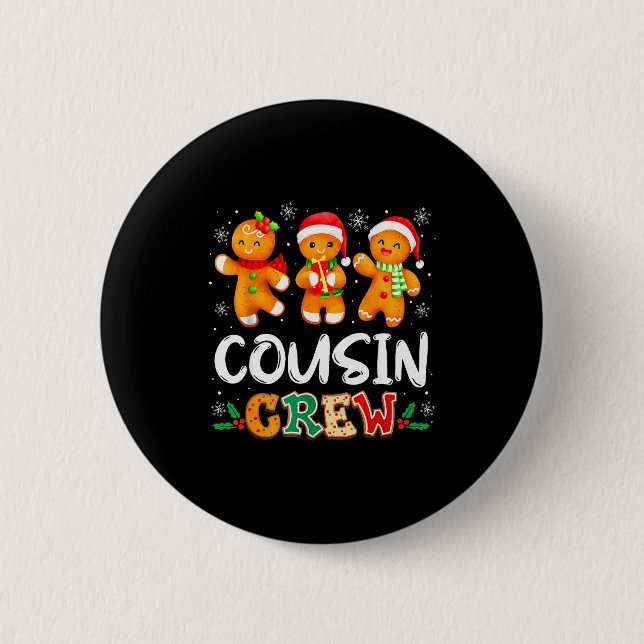 Christmas Cousin Crew Santa Hat Family Matching Fu Knapp (Framsida)