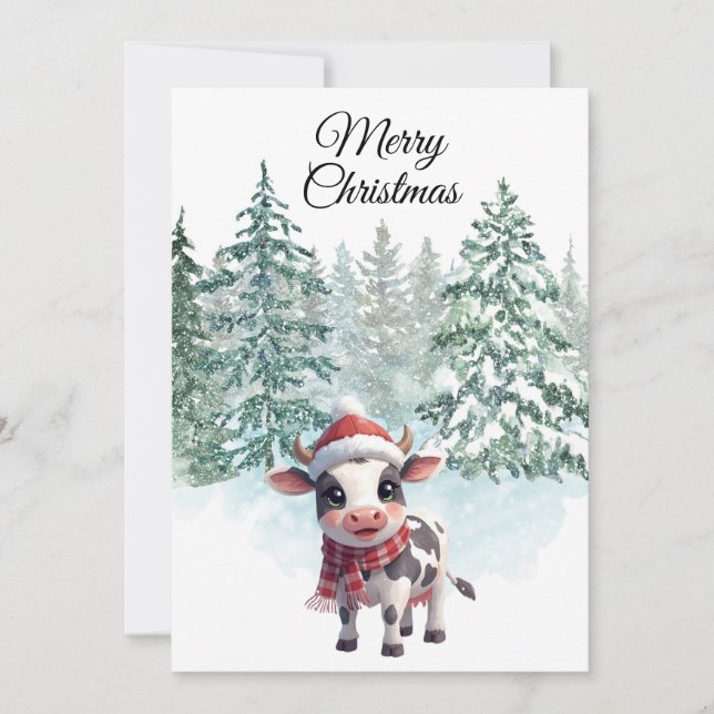 Christmas Cow Flat Holiday Card Julkort (Framsida)