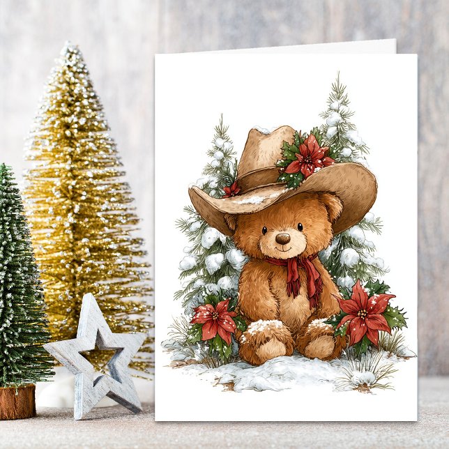 Christmas Cowboy Teddy Bear Helgkort (Skapare uppladdad)