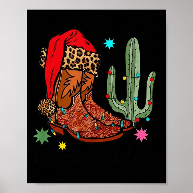 Christmas Cowgirl Boots,western Christmas Funny Gi Poster (Framsidan)