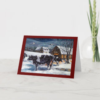 CHRISTMAS: COWS: SNÖ: ART: CARD HELGKORT