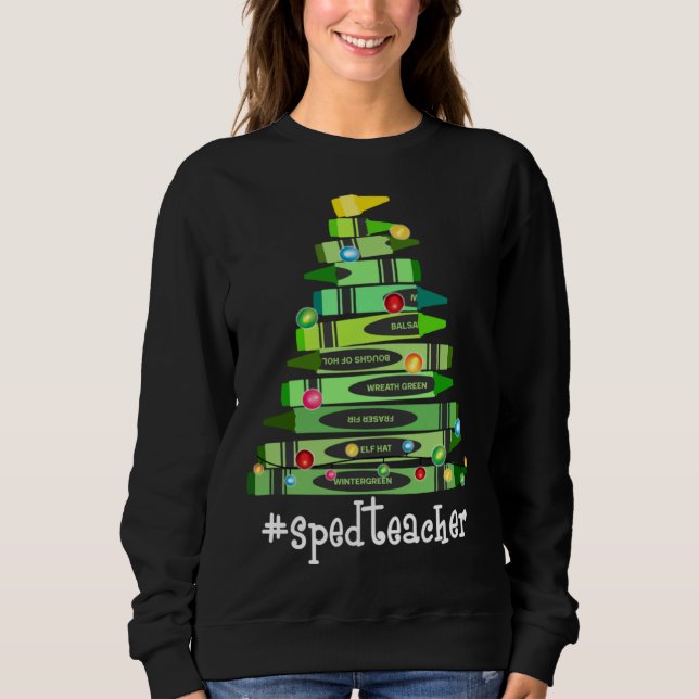 Christmas Crayon Sped Teacher Tree Best  Christmas T Shirt (Framsida)
