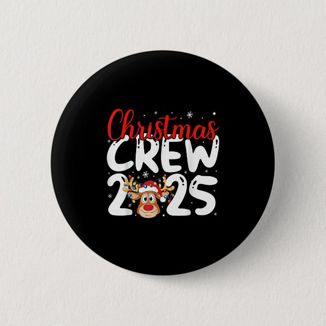 Christmas Crew 2025 Family Christmas Xmas Pajamas  Knapp (Framsida)
