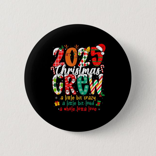Christmas Crew 2025 Family Christmas Xmas Pajamas  Knapp (Framsida)