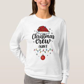 Christmas Crew Aunt Santa Hat Matching Christmas T Shirt
