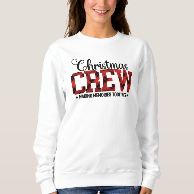 Christmas CREW – Buffalo Plaid Matching Family T Shirt (Framsida)