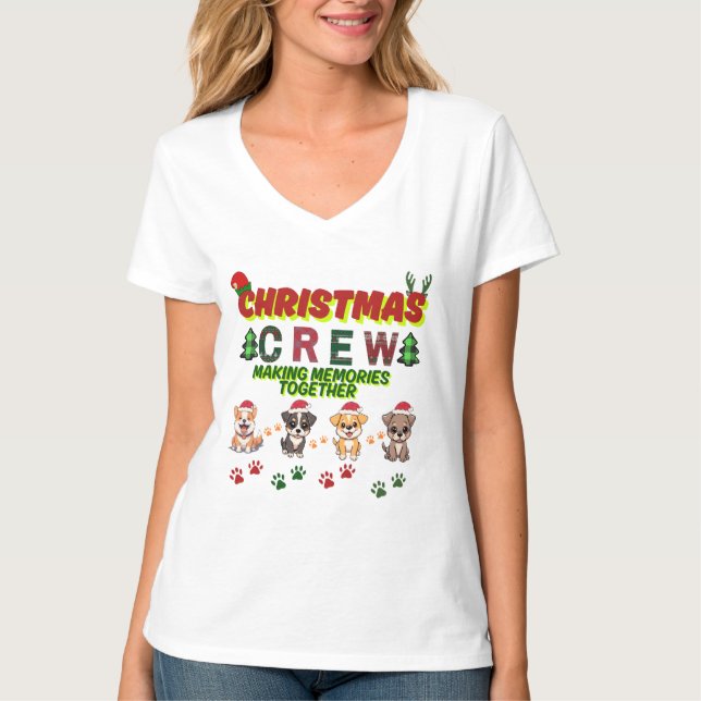 Christmas Crew Dog Shirt- Christmas dogs family  T Shirt (Framsida)
