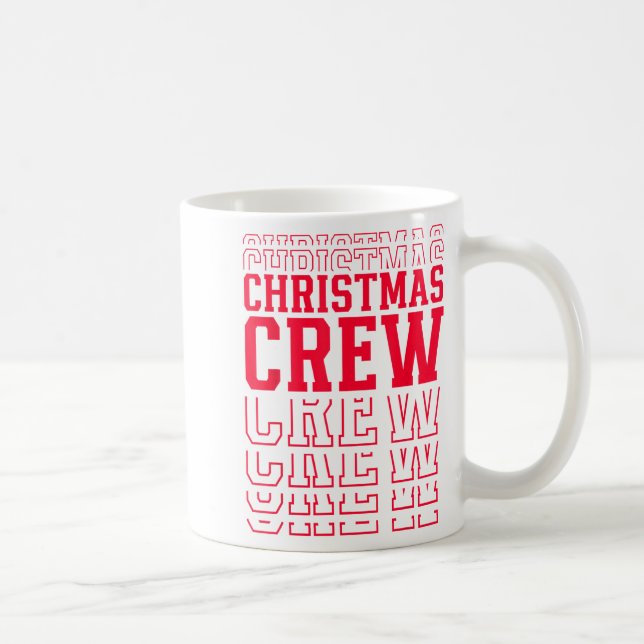 Christmas Crew Red Layered Text Family Santa Xmas  Kaffemugg (Höger)
