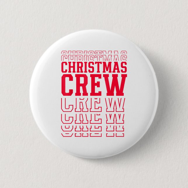 Christmas Crew Red Layered Text Family Santa Xmas  Knapp (Framsida)
