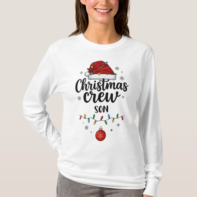 Christmas Crew Son Santa Hat Matching Christmas T Shirt (Framsida)