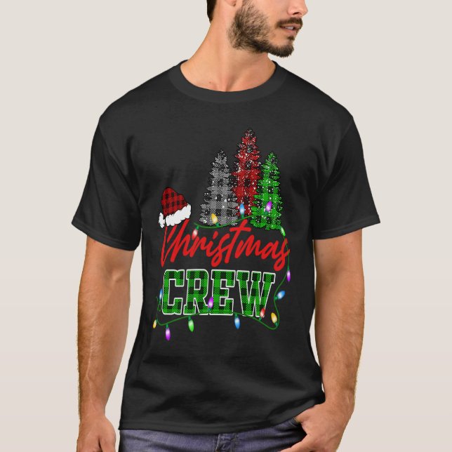 Christmas Crew Three Tree Buffalo Plaid Matching F T Shirt (Framsida)