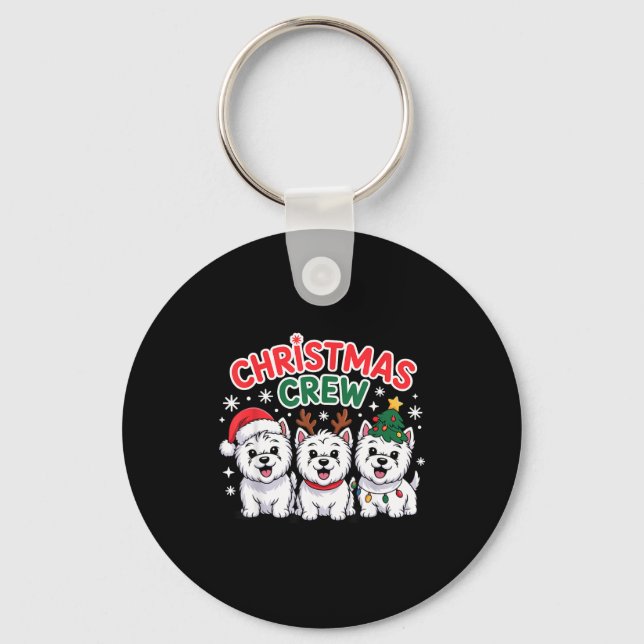 Christmas Crew Westie Christmas West Highland Whit Nyckelring (Framsida)