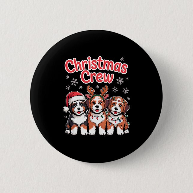 Christmas Crew Xmas Puppy Dog Funny Christmas Bern Knapp (Framsida)