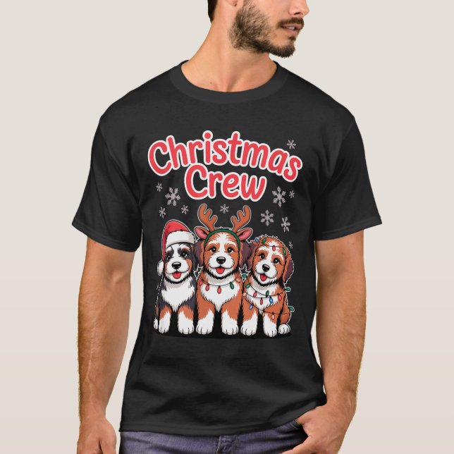 Christmas Crew Xmas Puppy Dog Funny Christmas Bern T Shirt (Framsida)