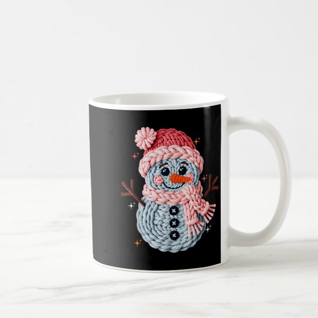 Christmas Crochet Faux Yarn Crochet Snowman Funny  Kaffemugg (Höger)
